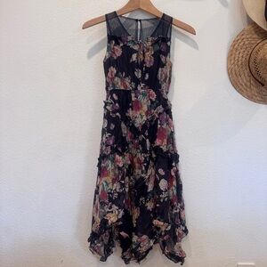 Joyfolie Navy Floral Tiered Dress